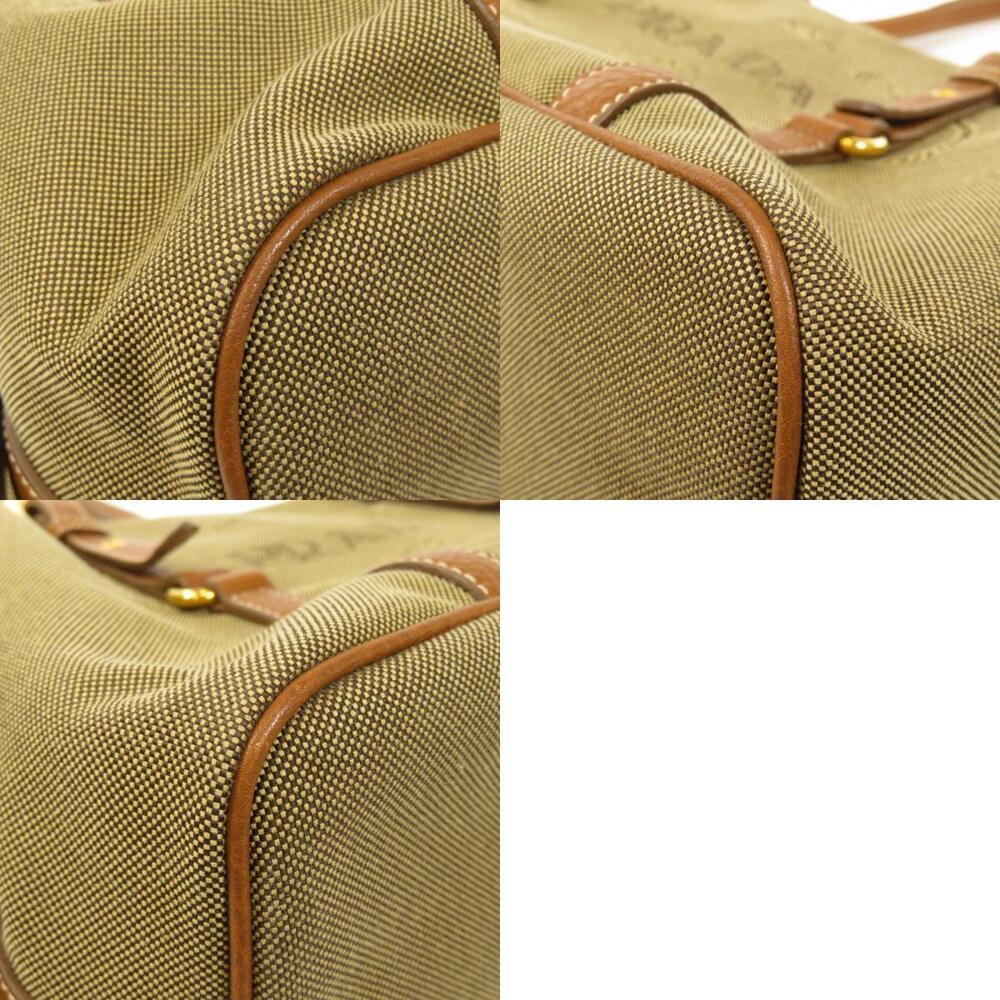 Prada Logo Jacquard Bauletto Bag beige canvas brandy leather - Picture 10 of 11